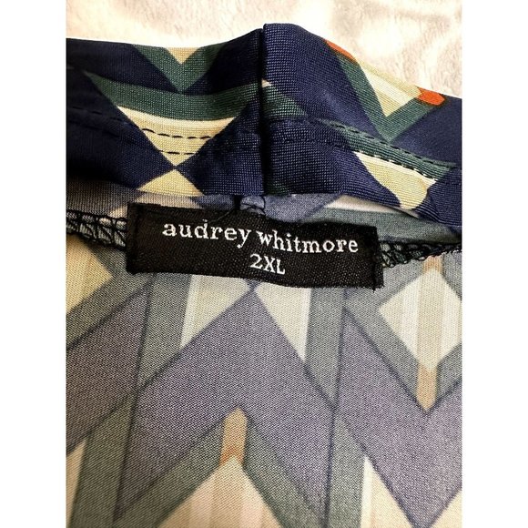 Audrey Whitmore Greenwhich Elbow Sleeve Wrap Dress geometric Print size 2x EUC - Picture 10 of 16